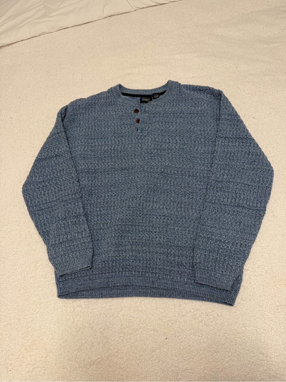 Haggar Men's Slate Blue Crewneck Henley Sweater